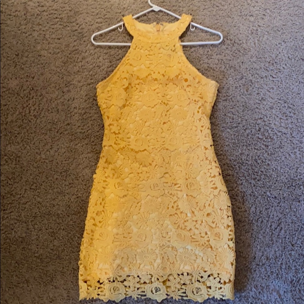 Yellow lace dress